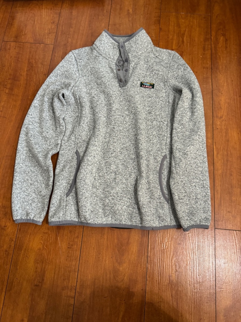L.L. Bean Heather Gray Zip-Neck Fleece Pullover